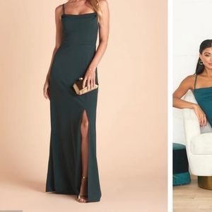 Bird Grey Ash Crepe Dress - Emerald